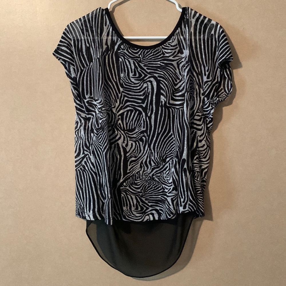 BCX SHEER Zebra Print Top
